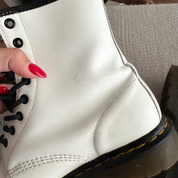 Dr. Martens White + Black 1460 Leather Lace Up Boots Size 9 - Picture 9 of 16